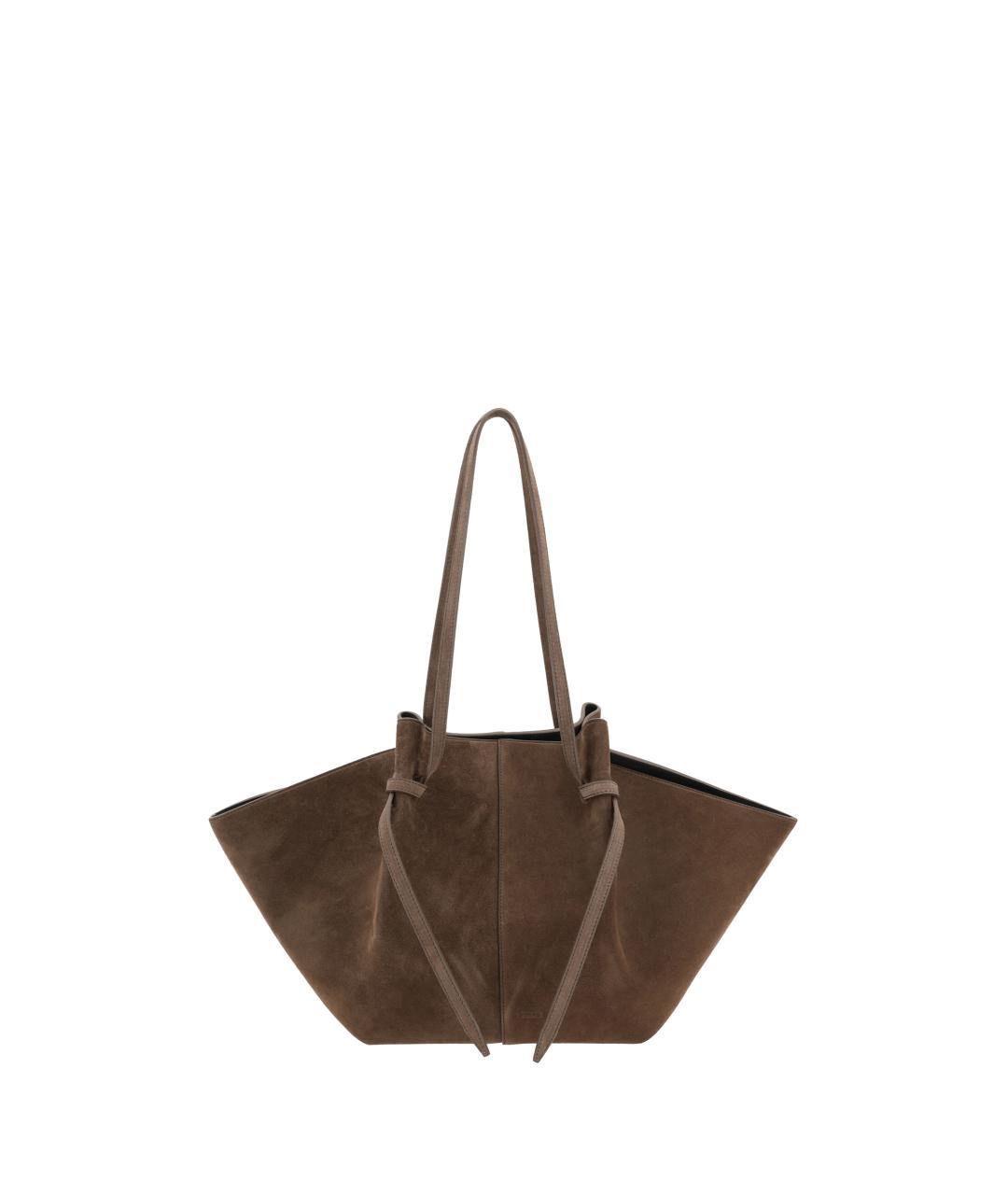 YUZEFI Коричневая замшевая сумка тоут, фото 1