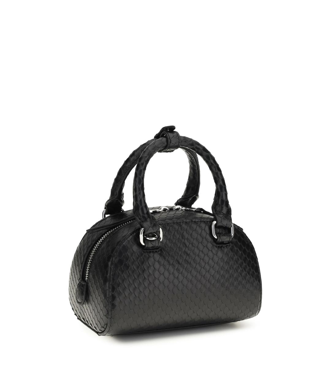 DIESEL Черная кожаная сумка с короткими ручками, фото 3