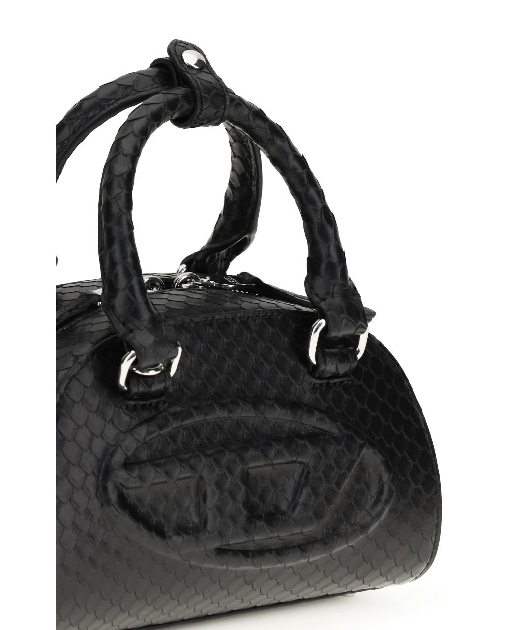 DIESEL Черная кожаная сумка с короткими ручками, фото 4