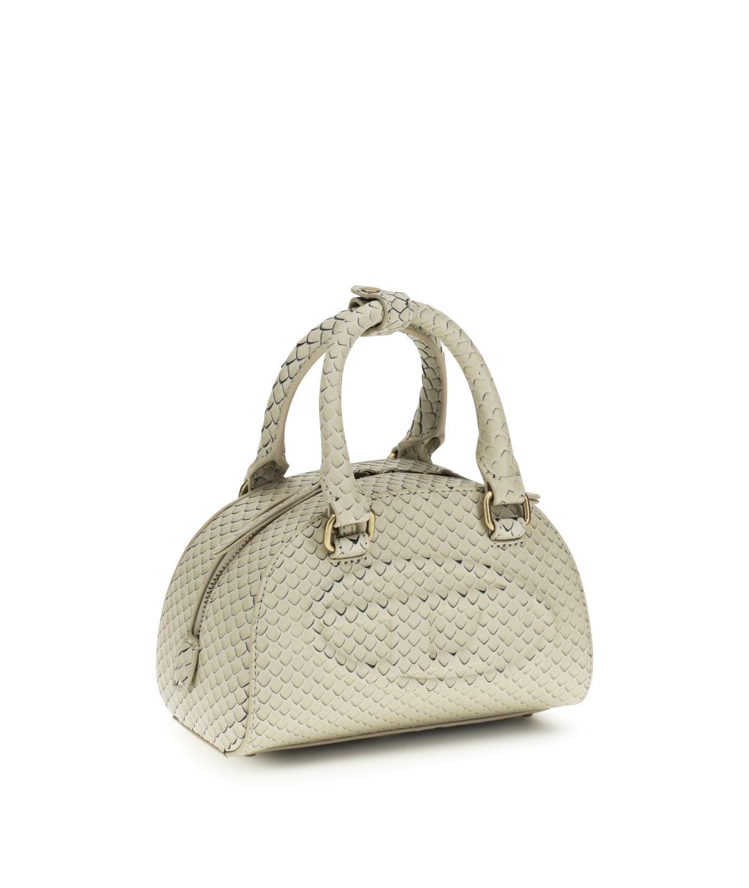 DIESEL Белая кожаная сумка с короткими ручками, фото 2