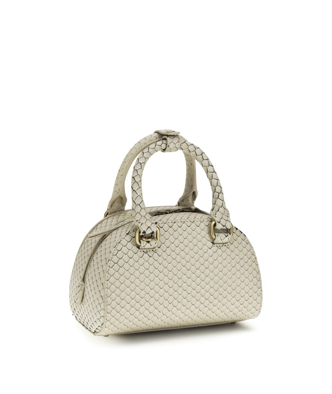 DIESEL Белая кожаная сумка с короткими ручками, фото 3