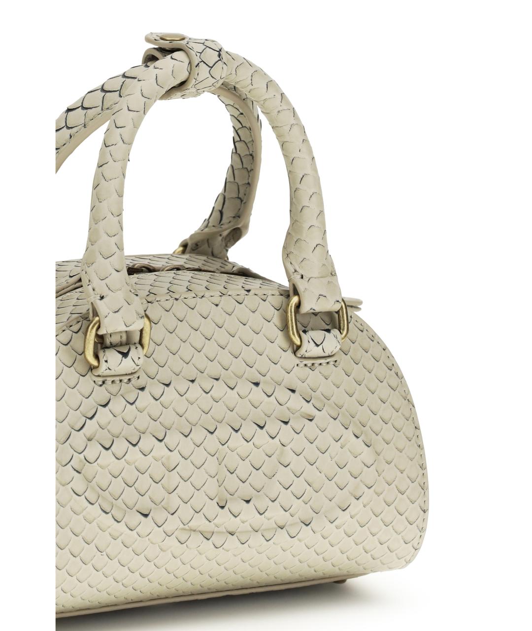 DIESEL Белая кожаная сумка с короткими ручками, фото 4