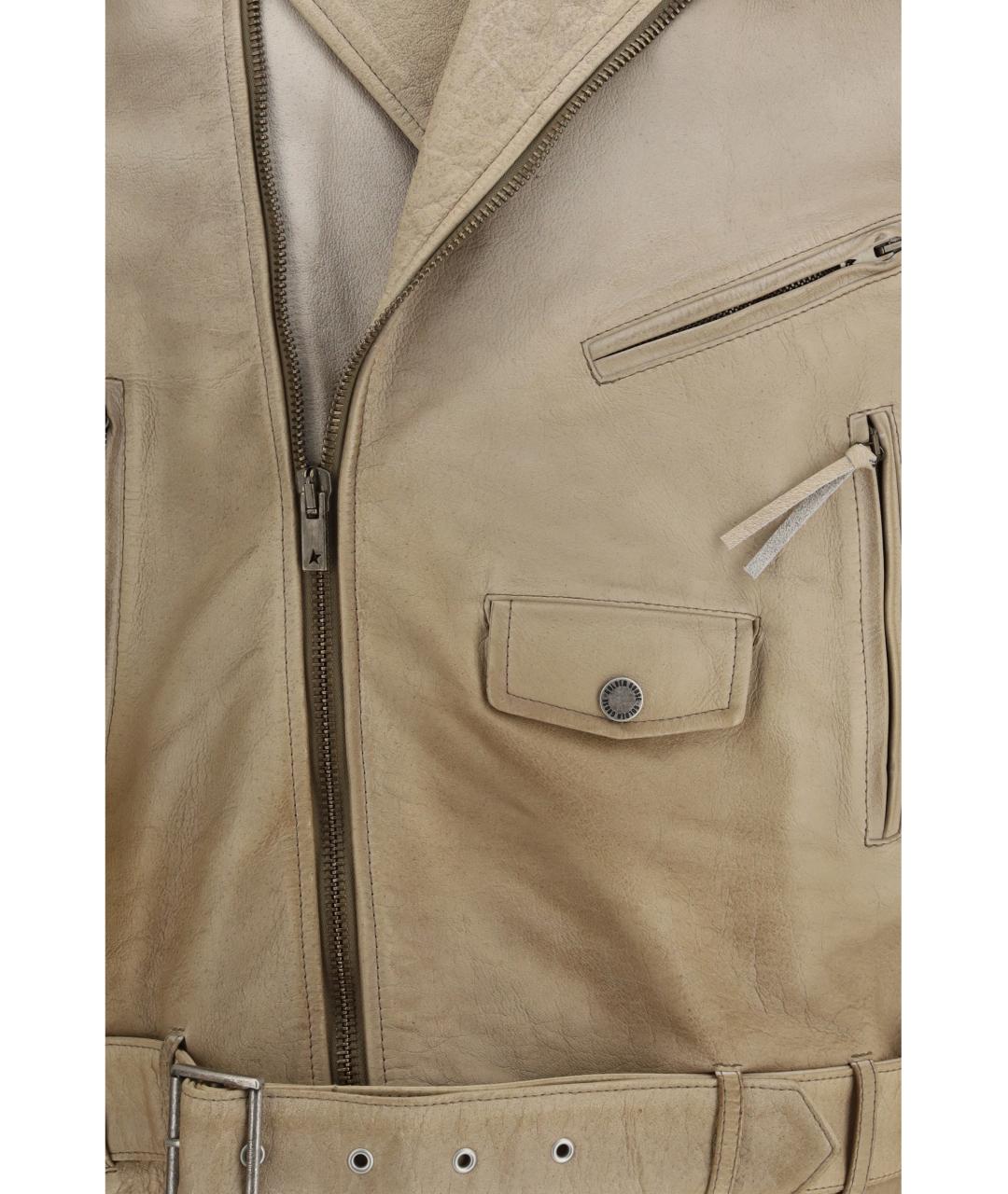 GOLDEN GOOSE DELUXE BRAND Бежевая кожаная куртка, фото 3