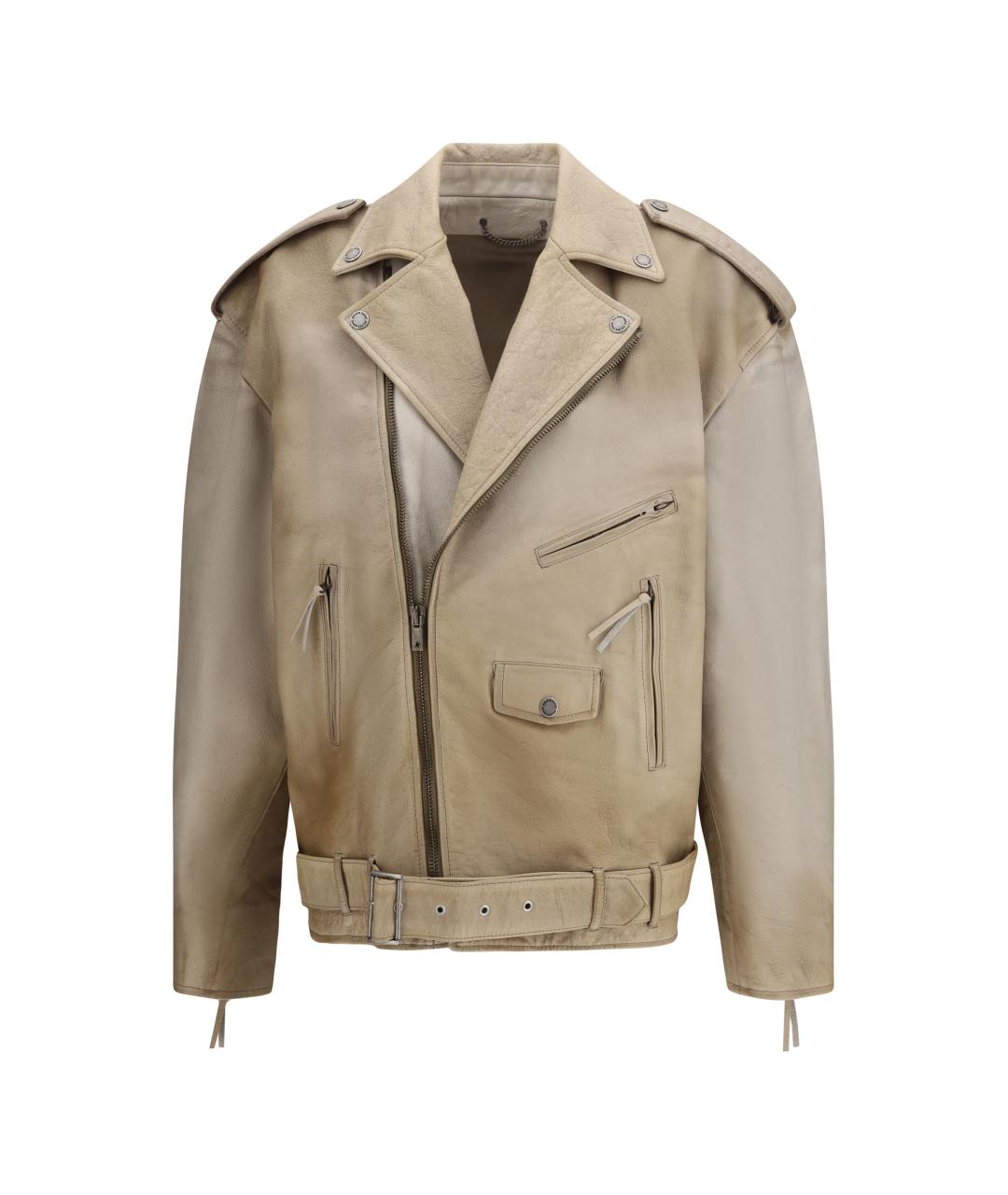 GOLDEN GOOSE DELUXE BRAND Бежевая кожаная куртка, фото 1