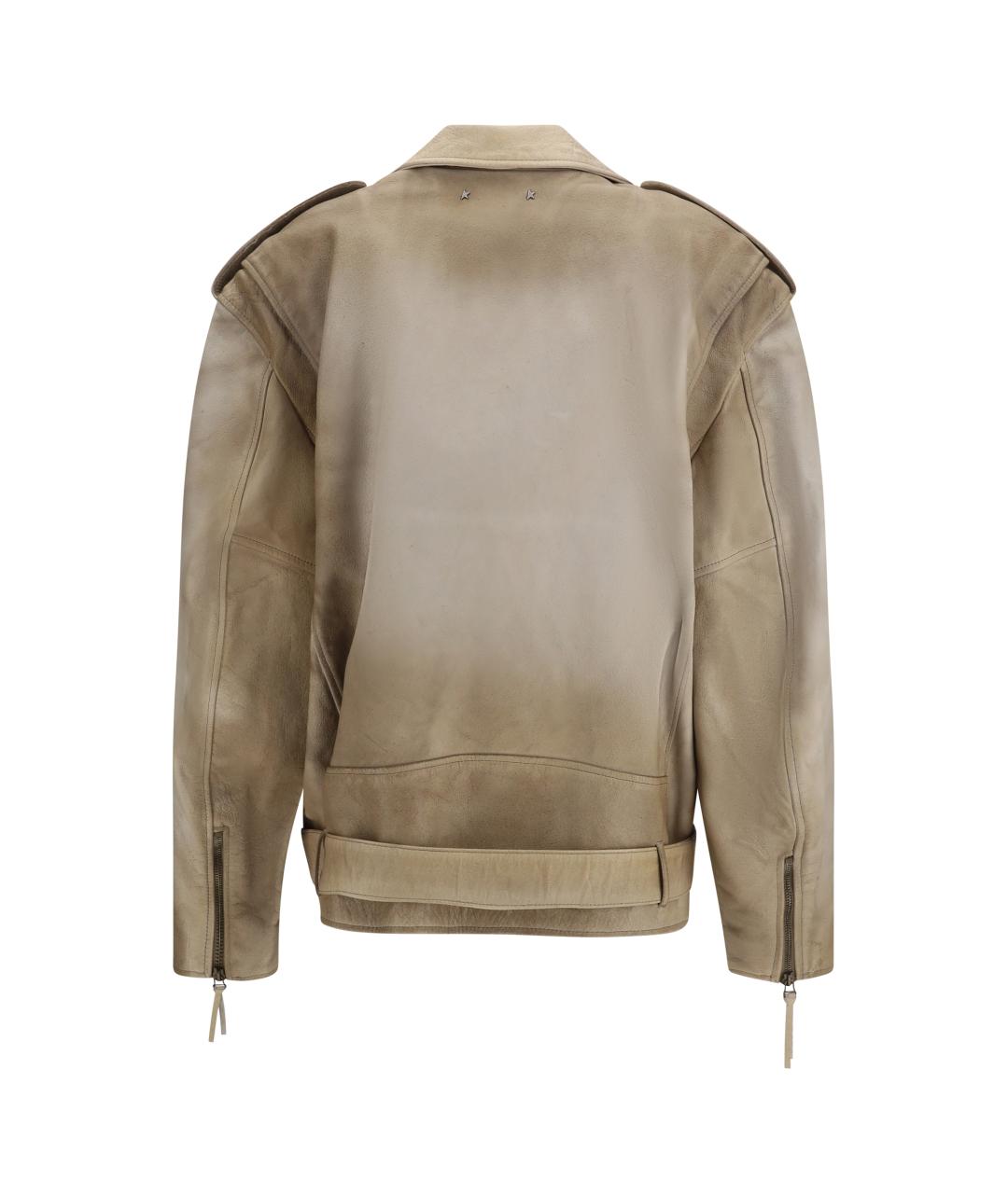 GOLDEN GOOSE DELUXE BRAND Бежевая кожаная куртка, фото 2
