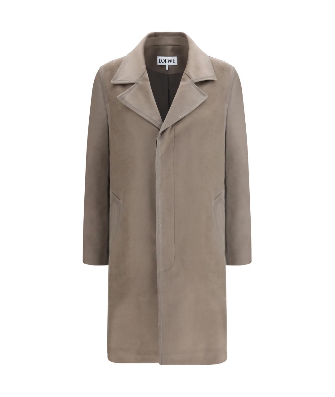 LOEWE Хаки вискозное пальто, фото 1