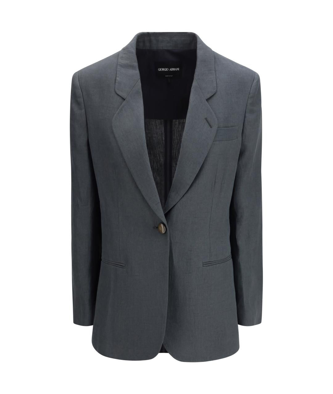 GIORGIO ARMANI Антрацитовый льняной жакет/пиджак, фото 1