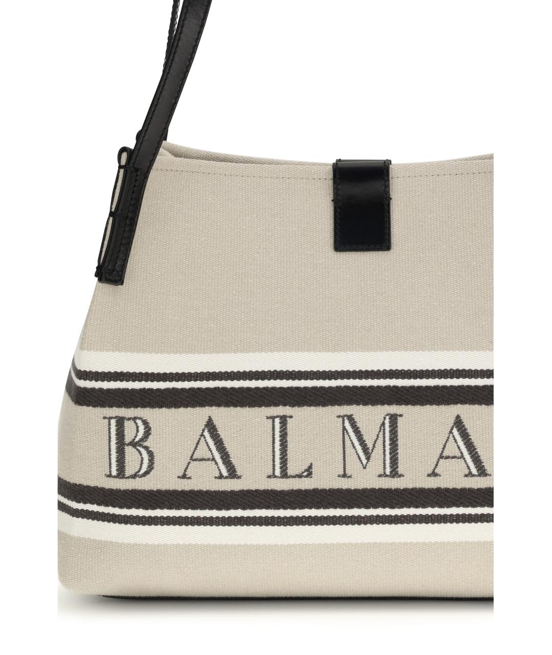 BALMAIN Бежевая хлопковая сумка через плечо, фото 4