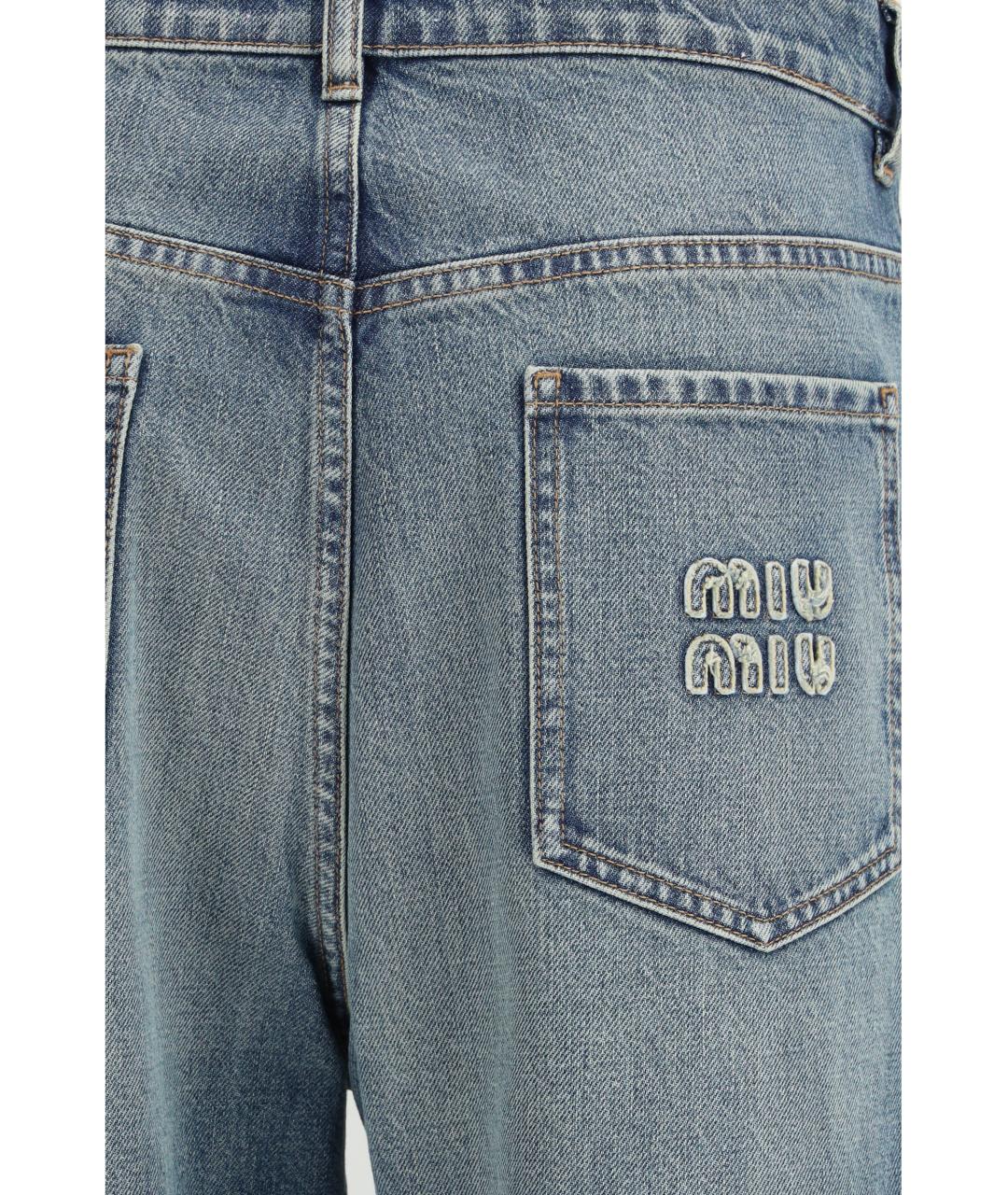 MIU MIU Синие хлопковые прямые джинсы, фото 3