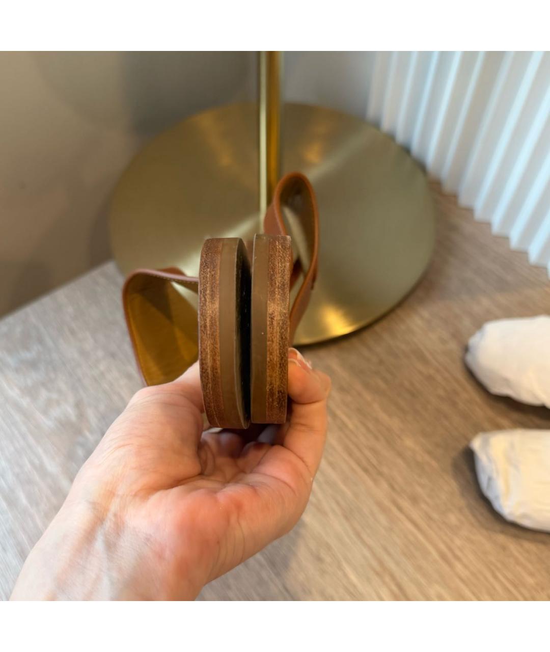 CELINE Коричневые кожаные шлепанцы, фото 5