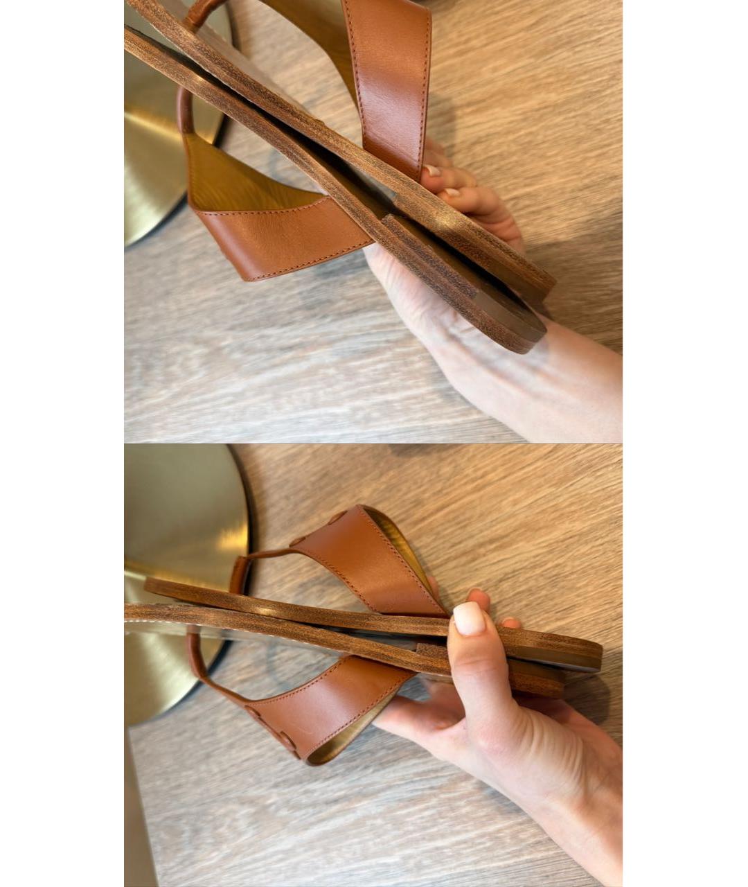 CELINE Коричневые кожаные шлепанцы, фото 6