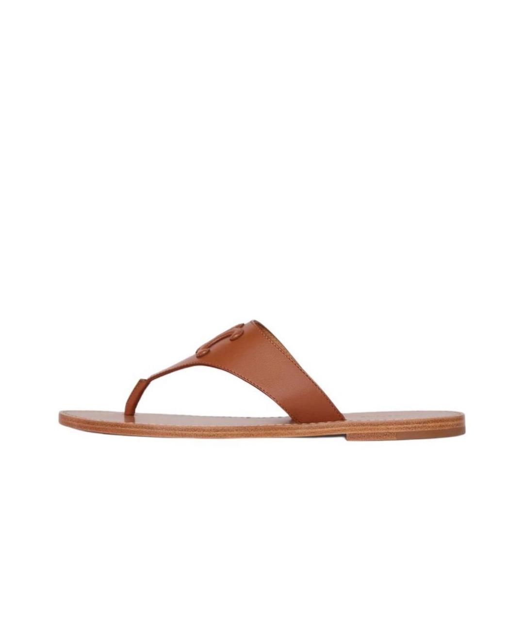 CELINE Коричневые кожаные шлепанцы, фото 9