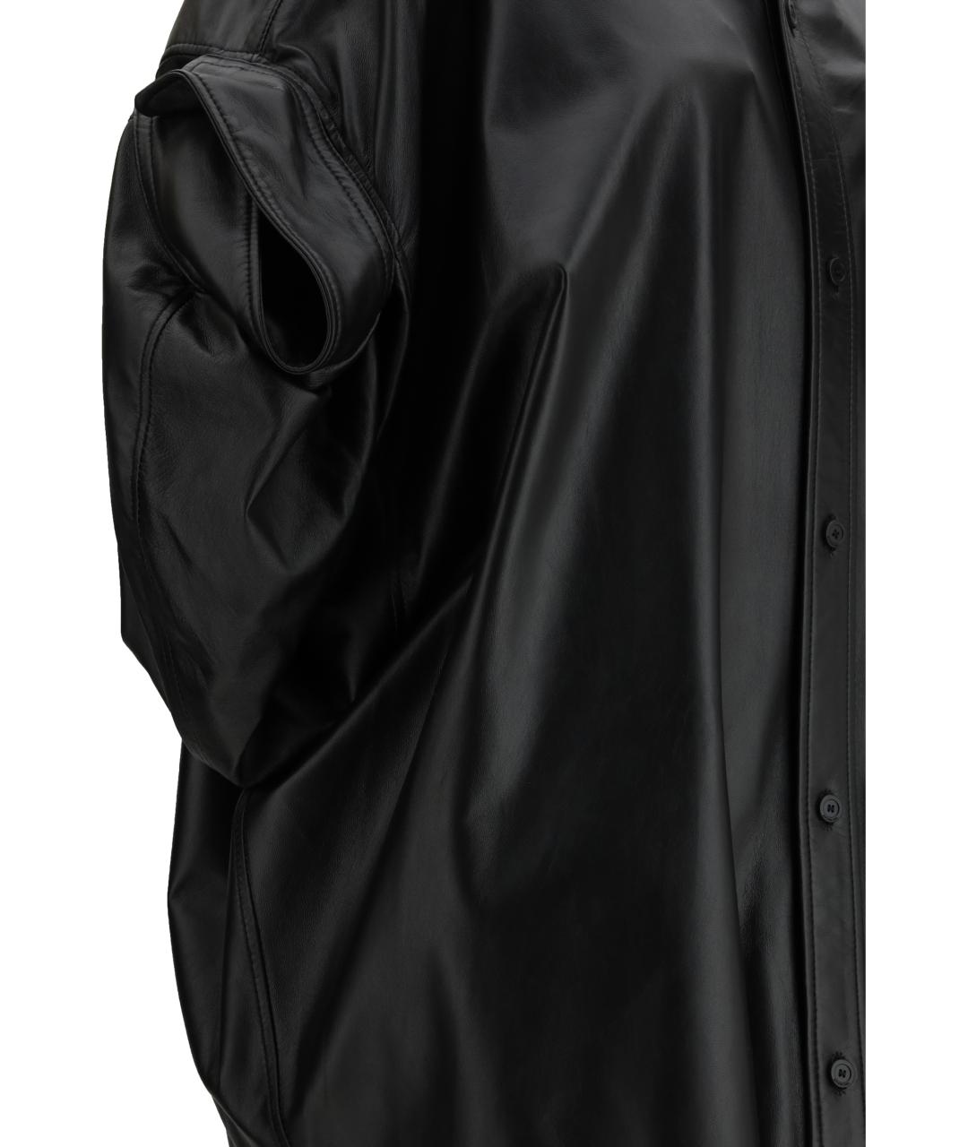 BALENCIAGA Черная кожаная рубашка, фото 3