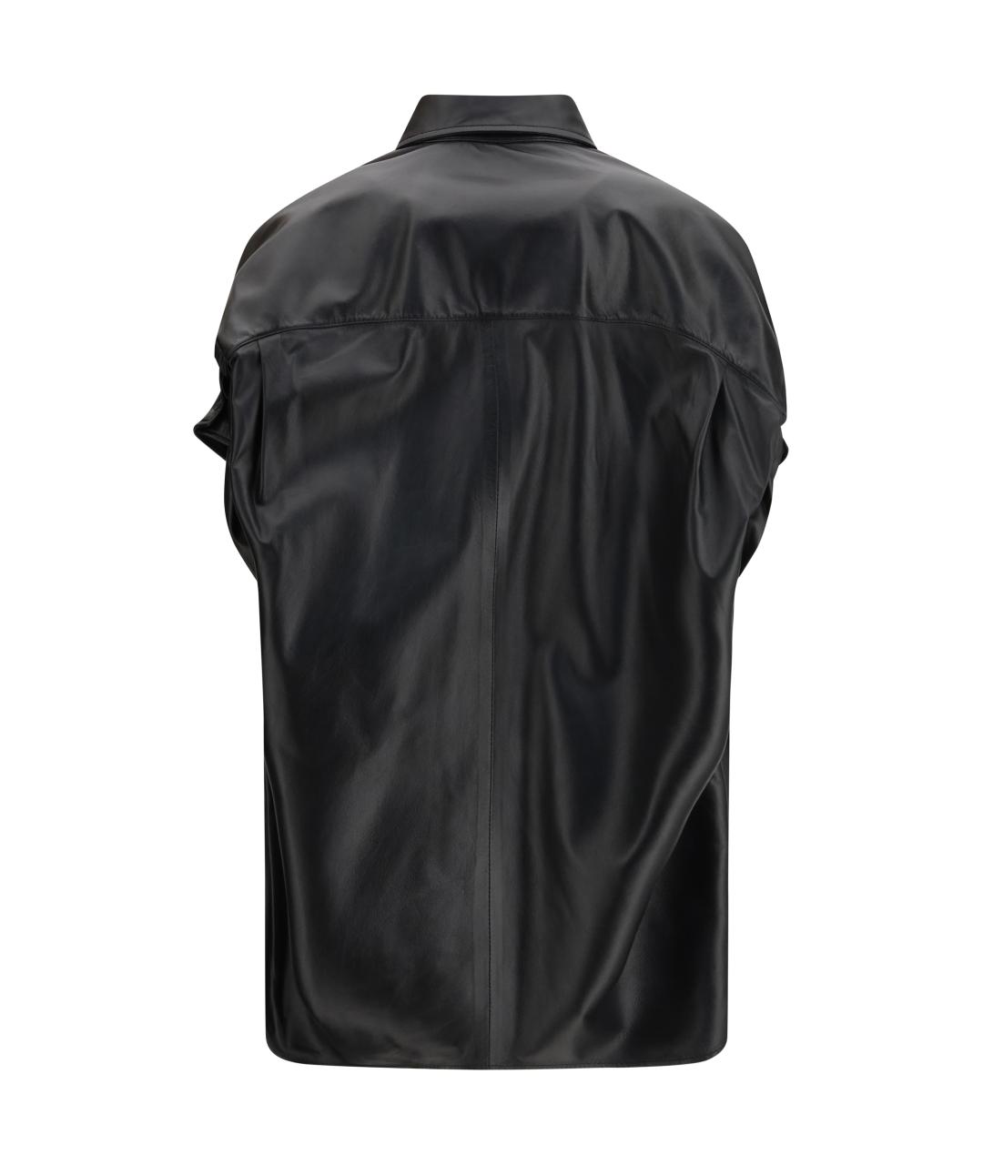 BALENCIAGA Черная кожаная рубашка, фото 2