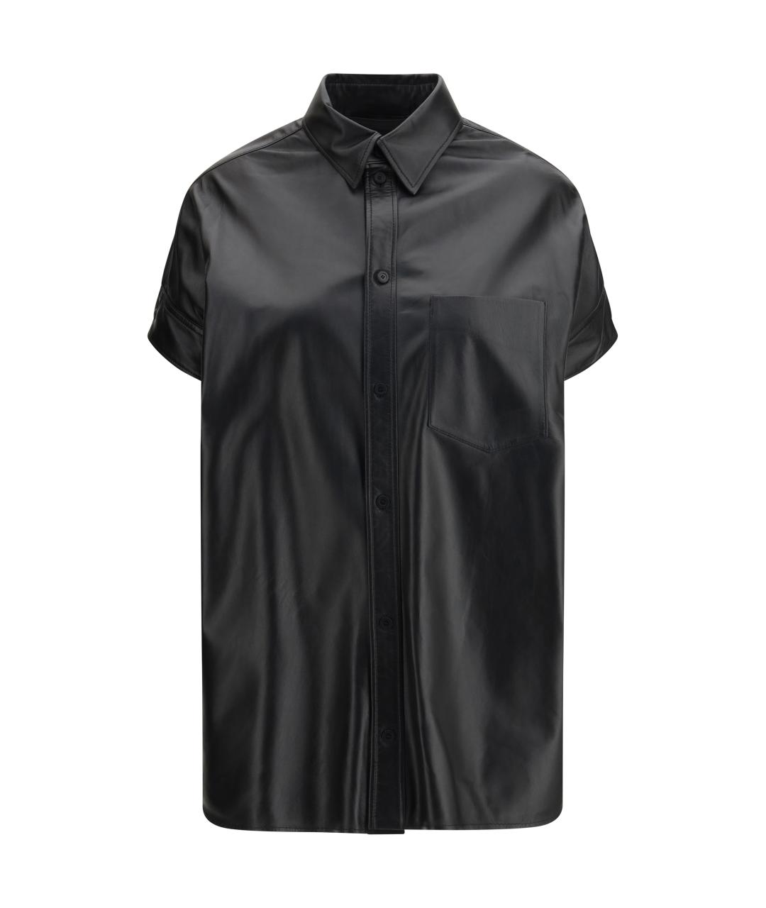 BALENCIAGA Черная кожаная рубашка, фото 1