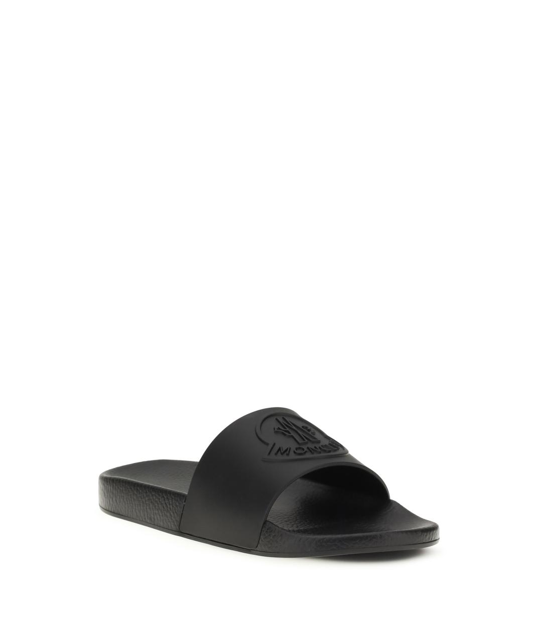 MONCLER Черные резиновые шлепанцы, фото 2