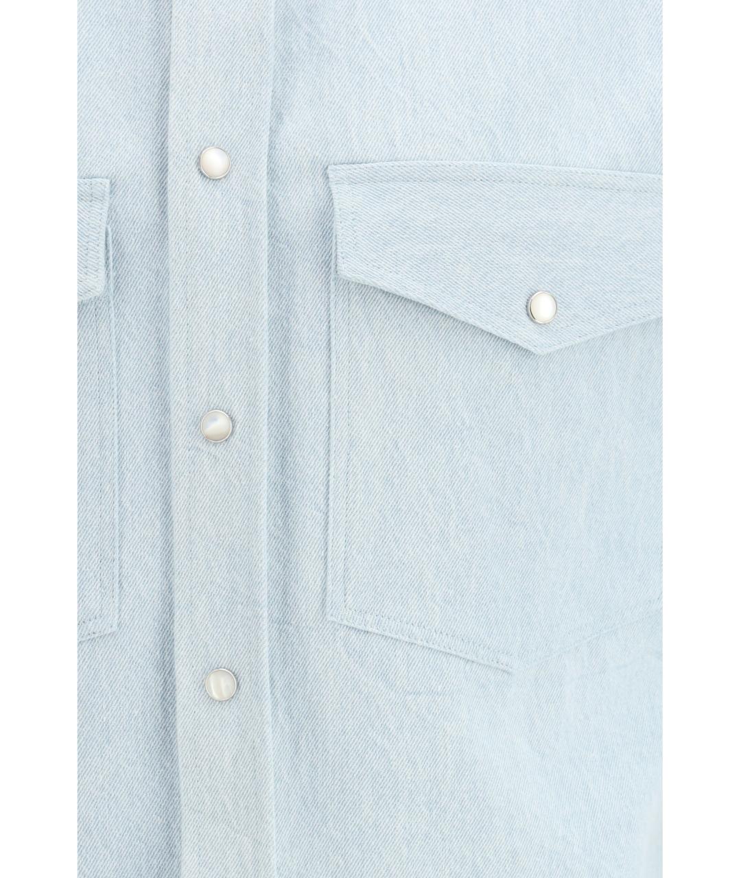 UMIT BENAN Голубая хлопковая кэжуал рубашка, фото 3