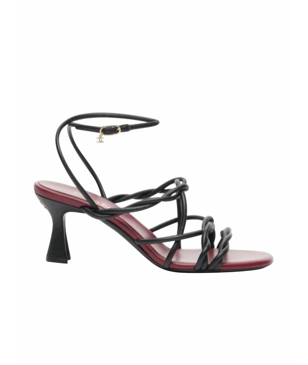 CHANEL Черные кожаные босоножки, фото 1