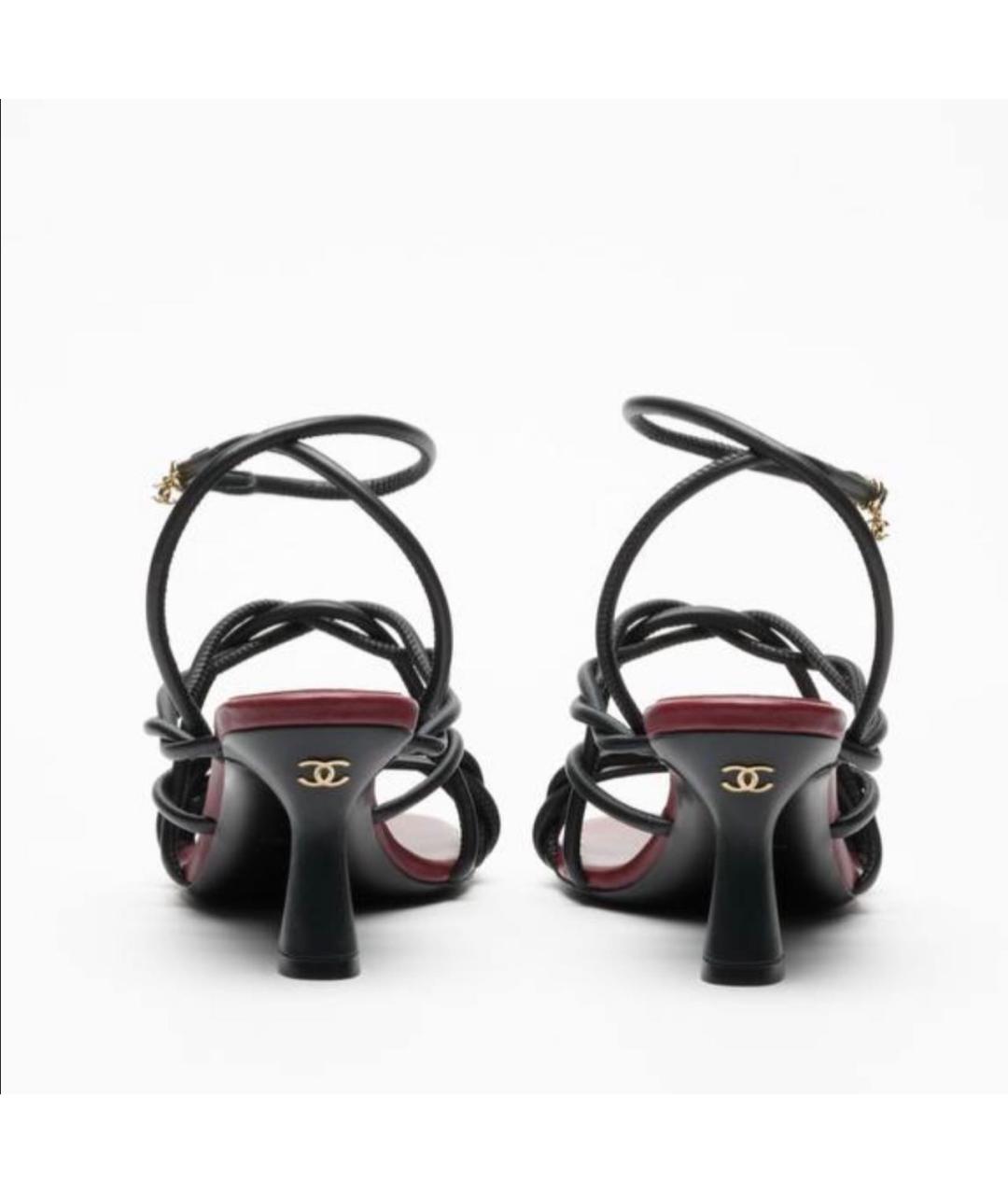 CHANEL Черные кожаные босоножки, фото 3