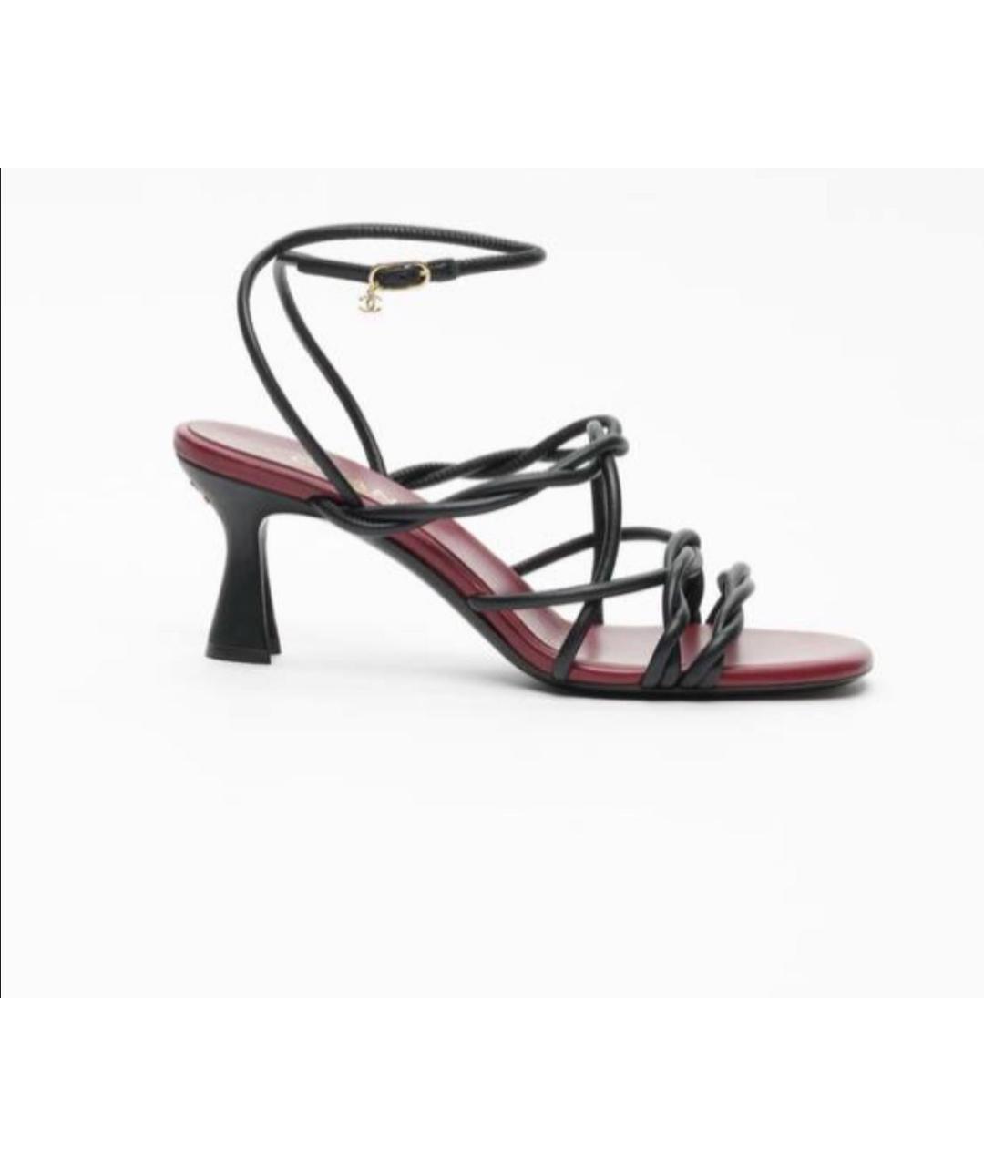 CHANEL Черные кожаные босоножки, фото 4