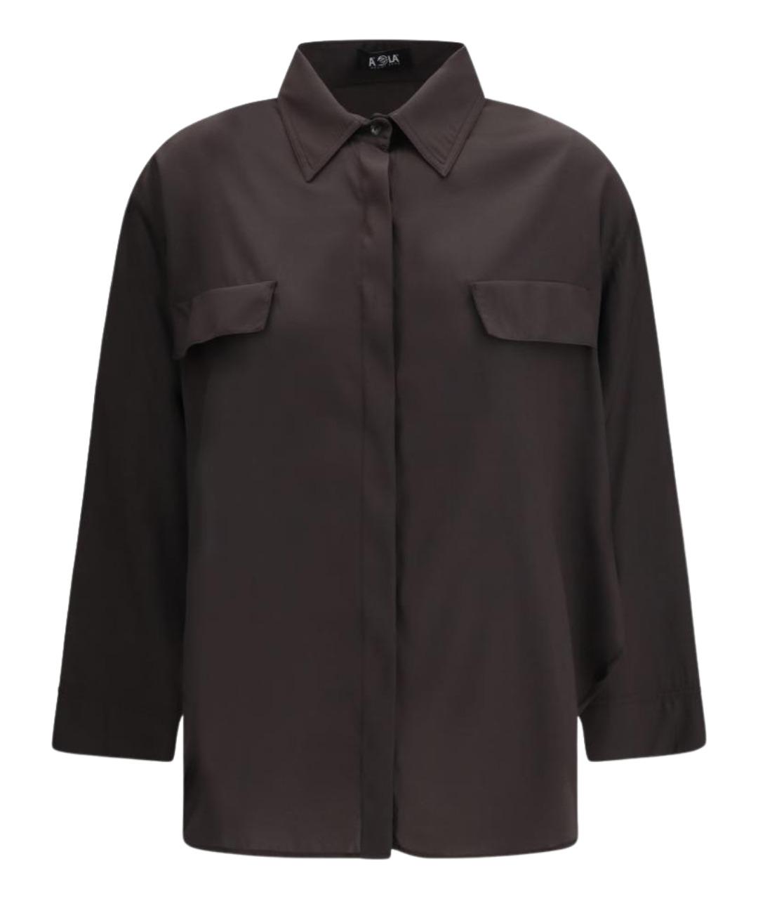 ELLA Коричневая шелковая рубашка, фото 1