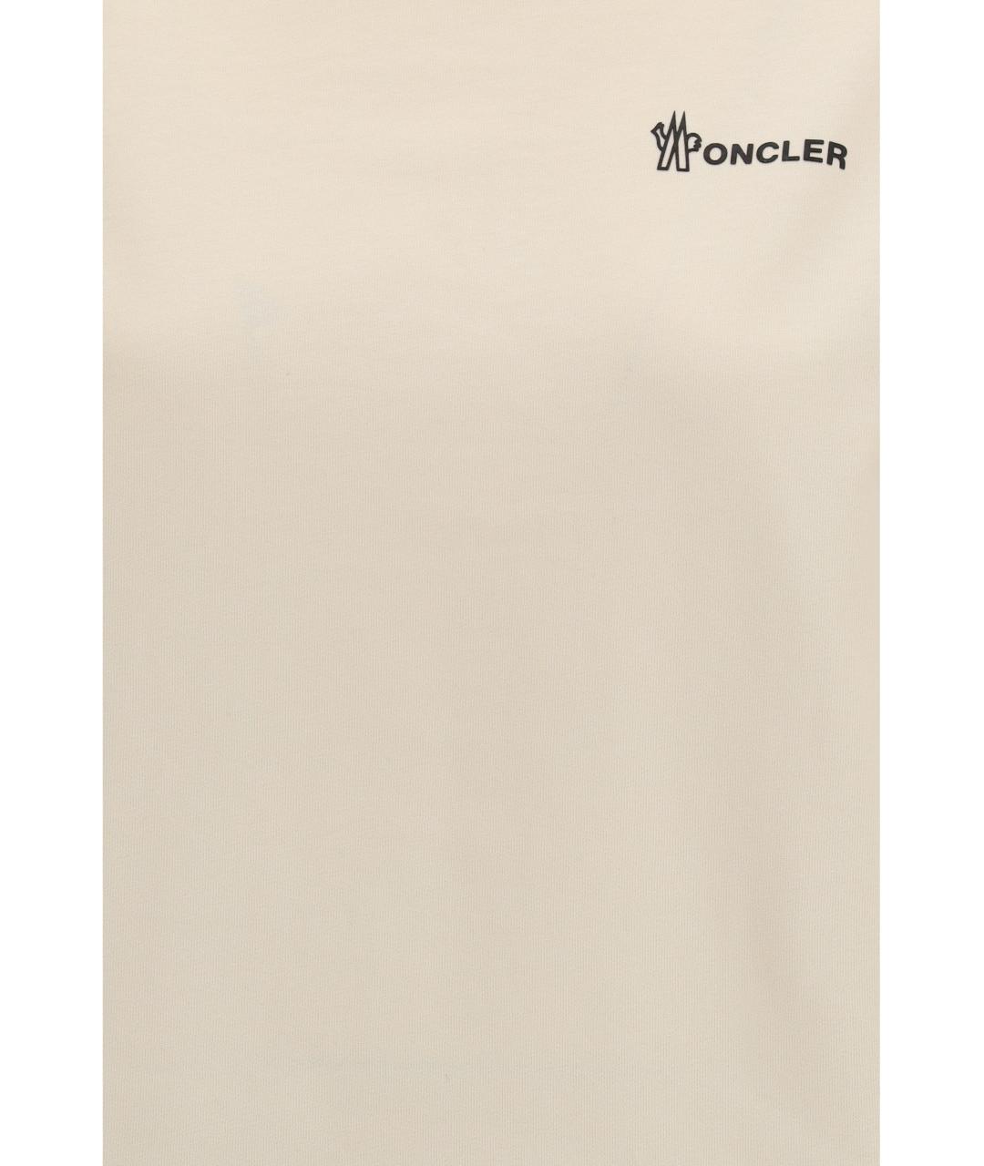 MONCLER GRENOBLE Бежевая хлопковая футболка, фото 3