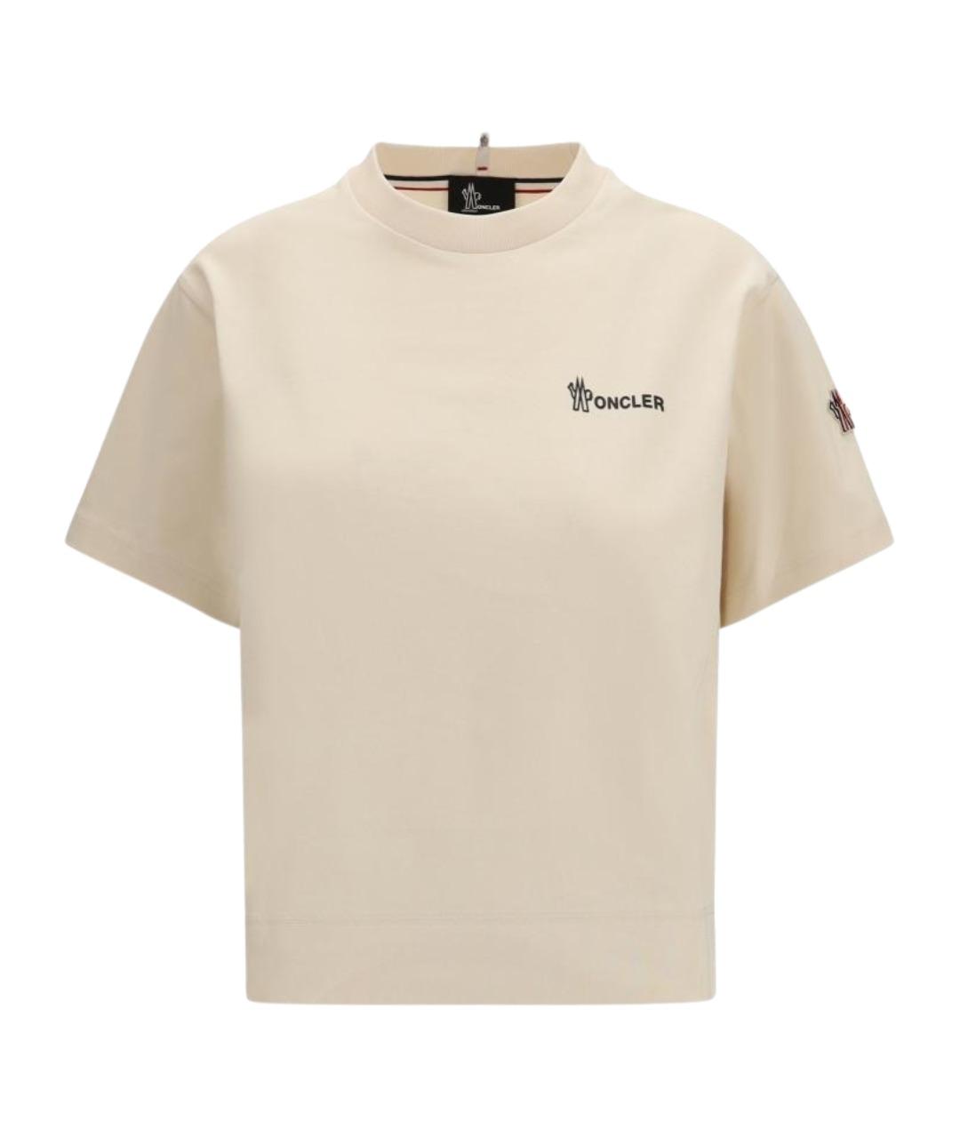 MONCLER GRENOBLE Бежевая хлопковая футболка, фото 1