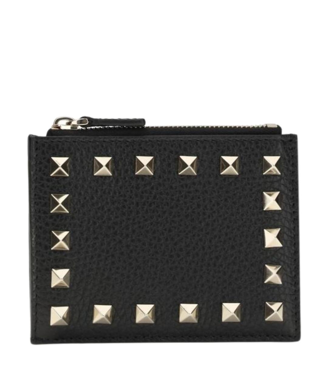 VALENTINO Черный кожаный кардхолдер, фото 1