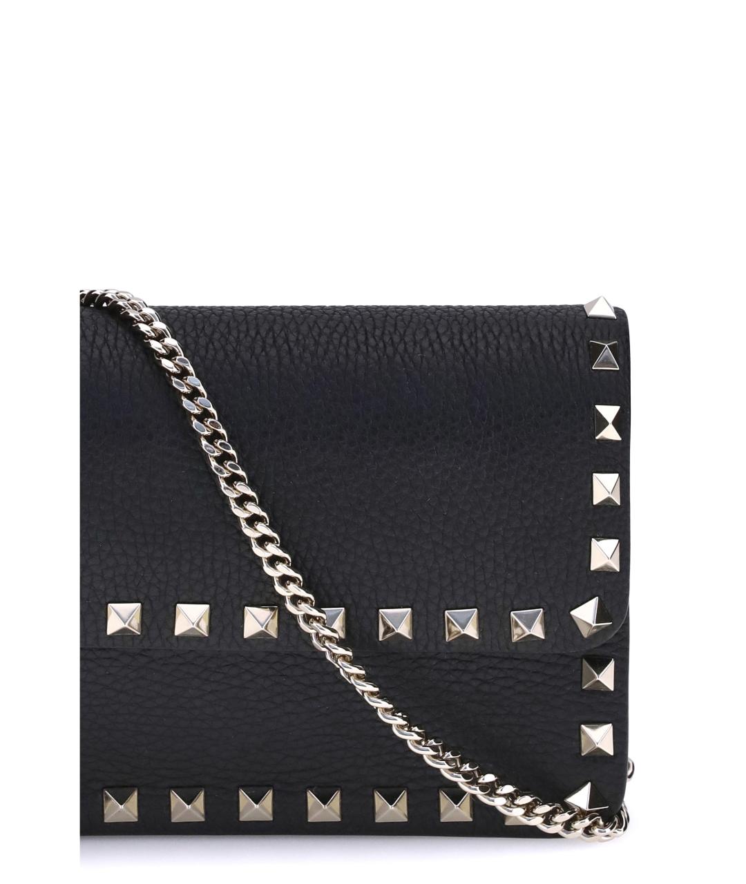 VALENTINO Черный кожаный кошелек, фото 4