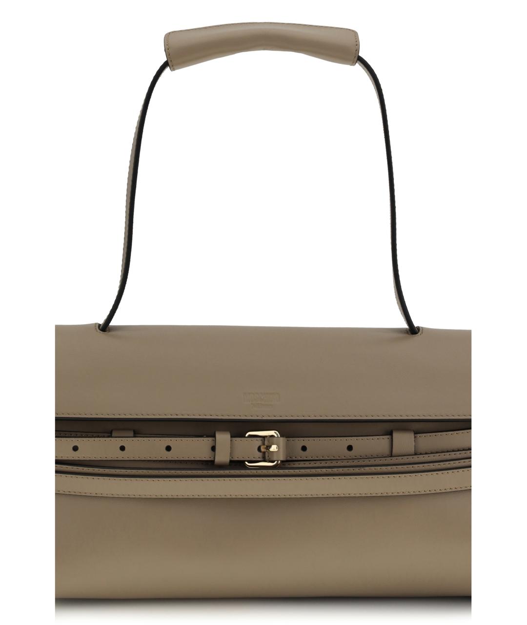 MOSCHINO Бежевая кожаная сумка через плечо, фото 4