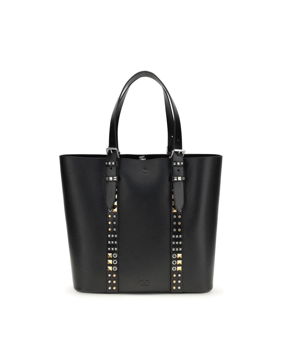 VALENTINO Черная кожаная сумка тоут, фото 1