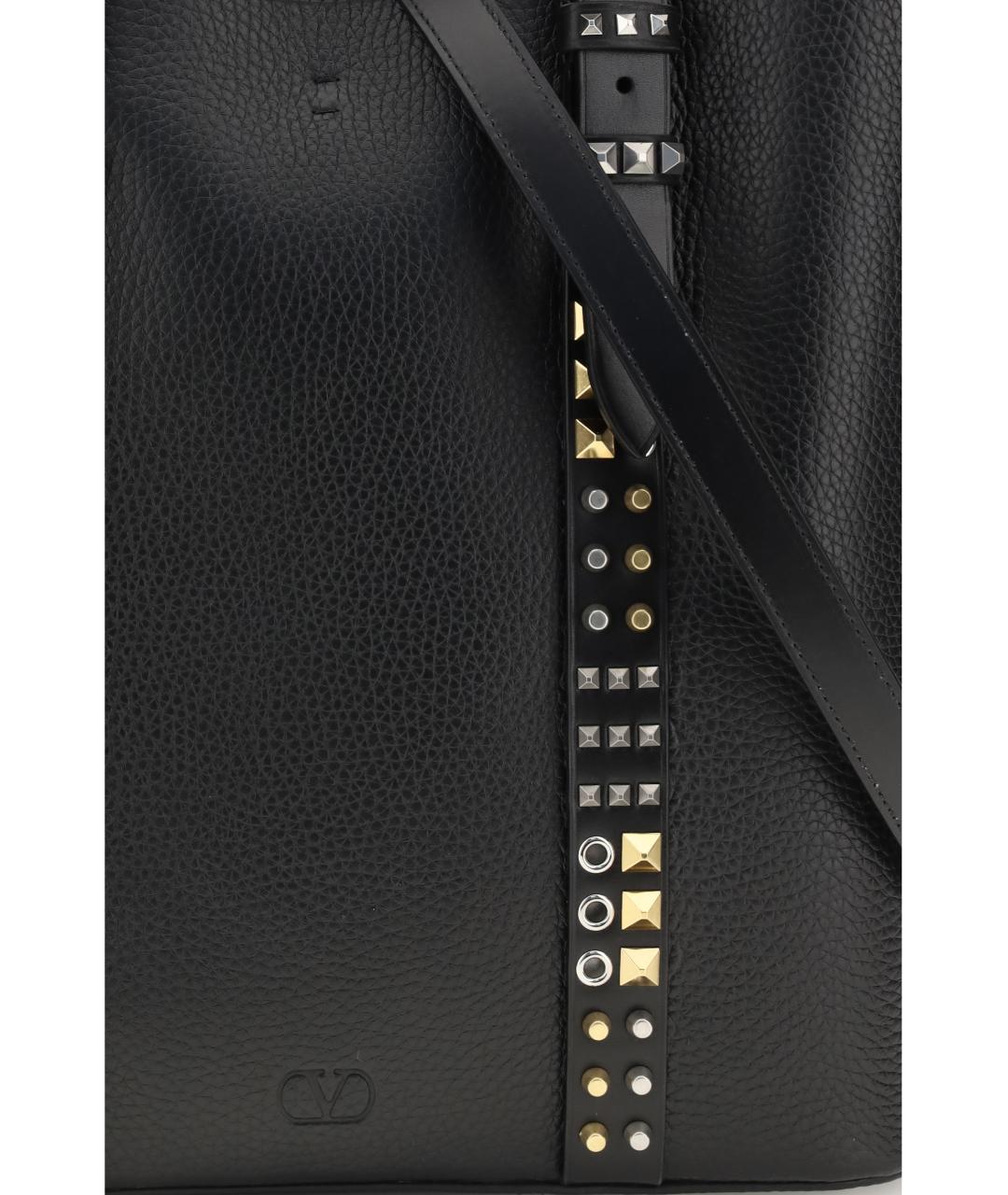 VALENTINO Черная кожаная сумка тоут, фото 4