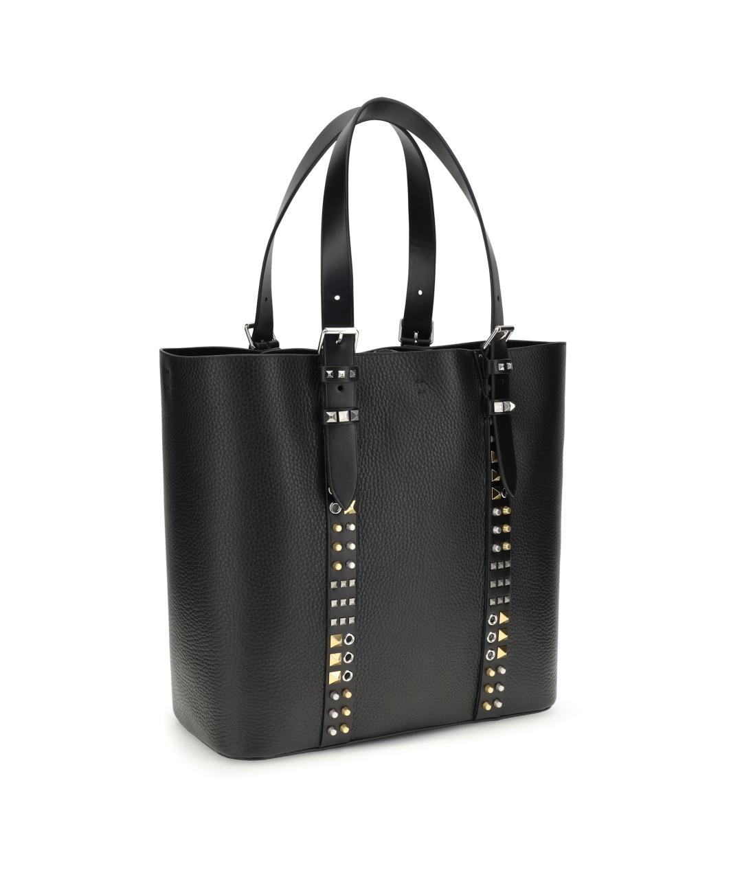 VALENTINO Черная кожаная сумка тоут, фото 3