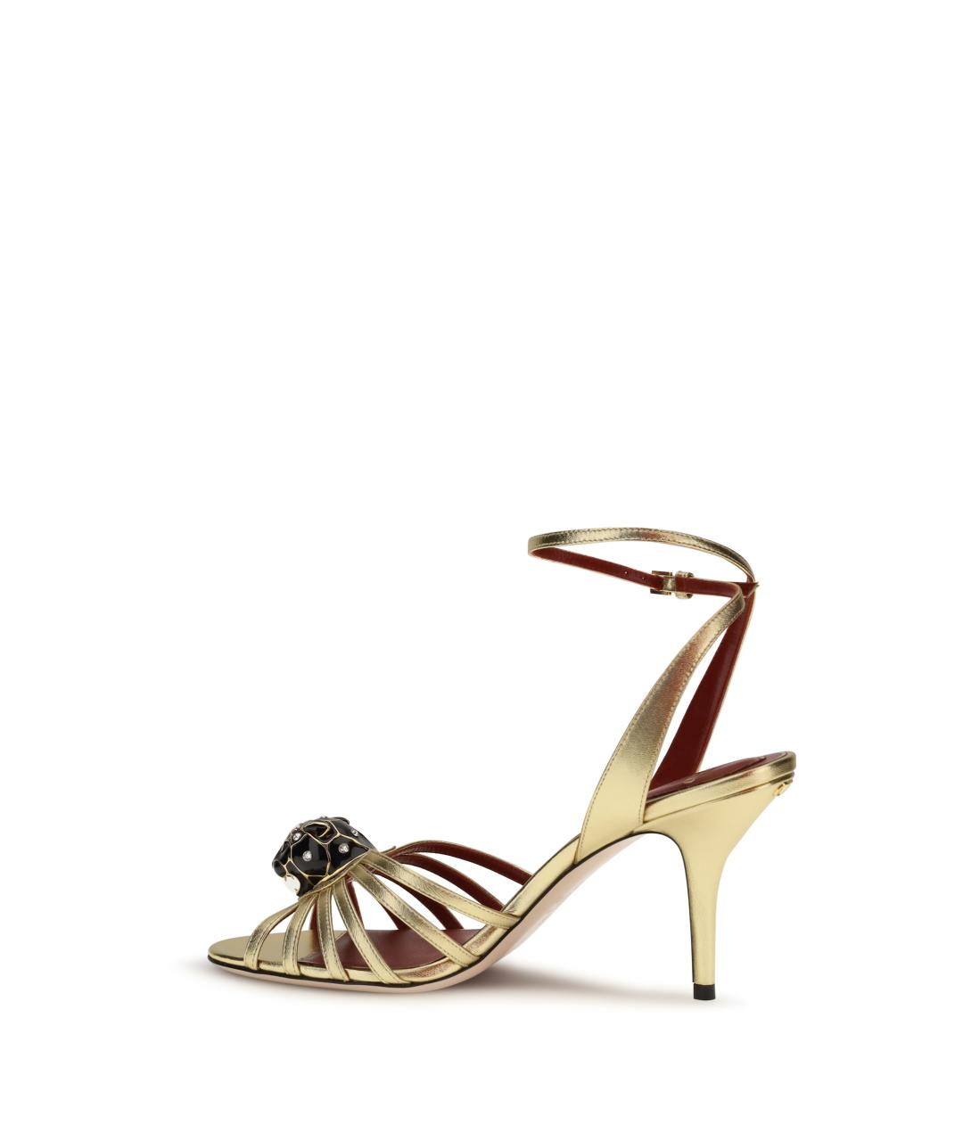 VALENTINO Золотые кожаные босоножки, фото 3