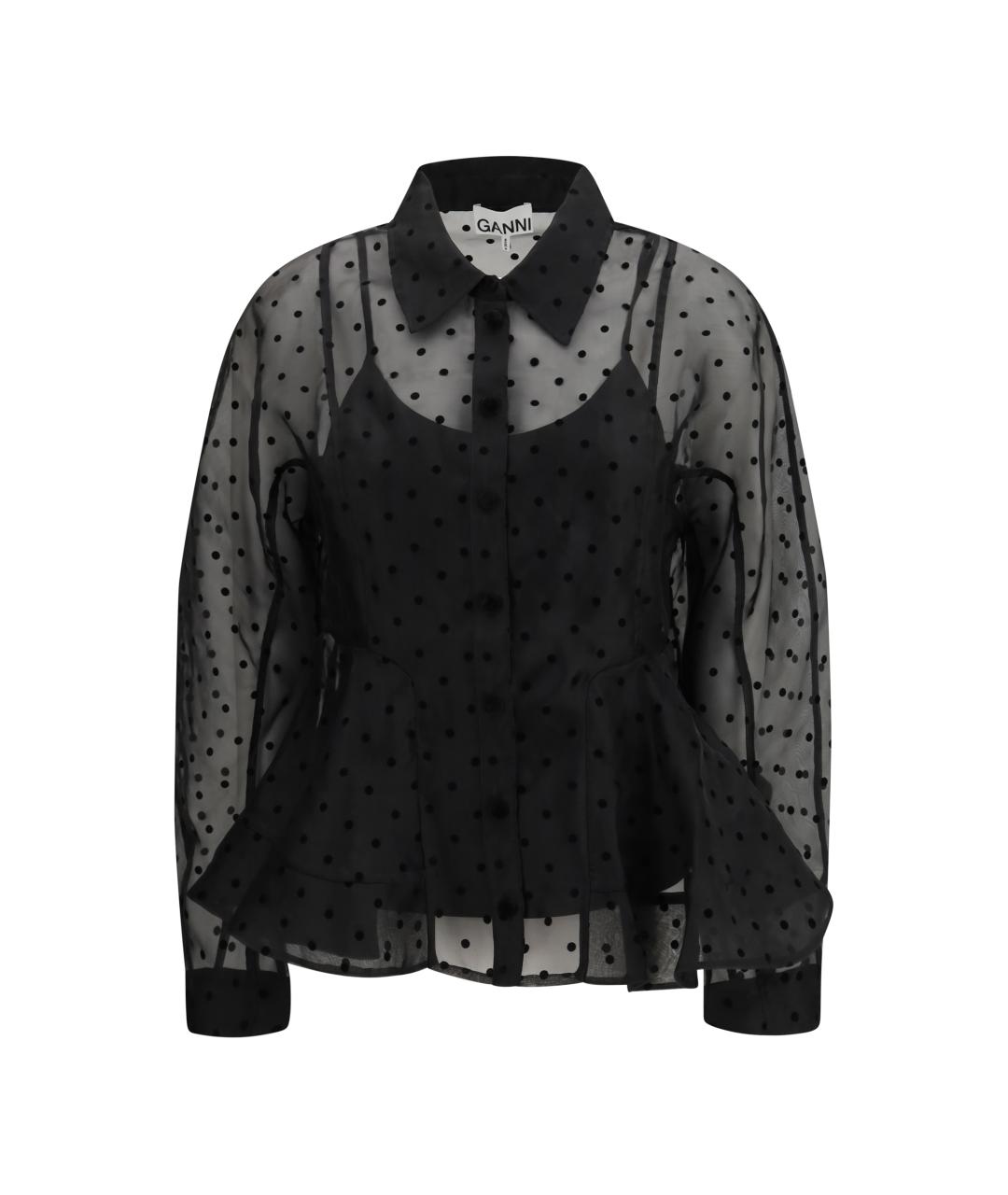 GANNI Черная полиэстеровая рубашка, фото 1