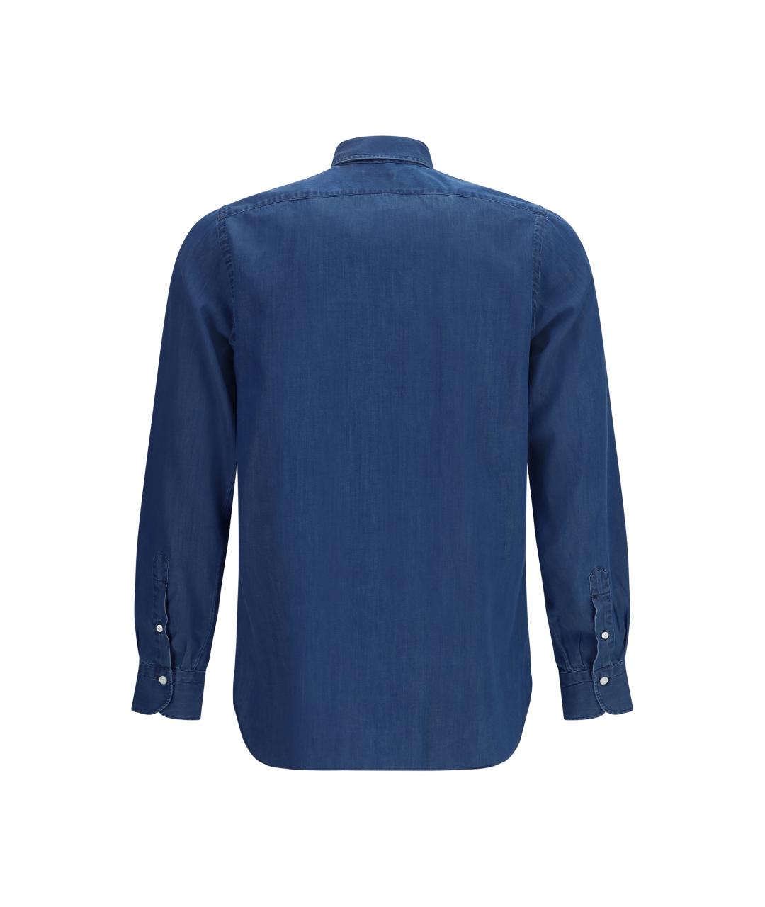 FINAMORE Синяя хлопковая кэжуал рубашка, фото 2