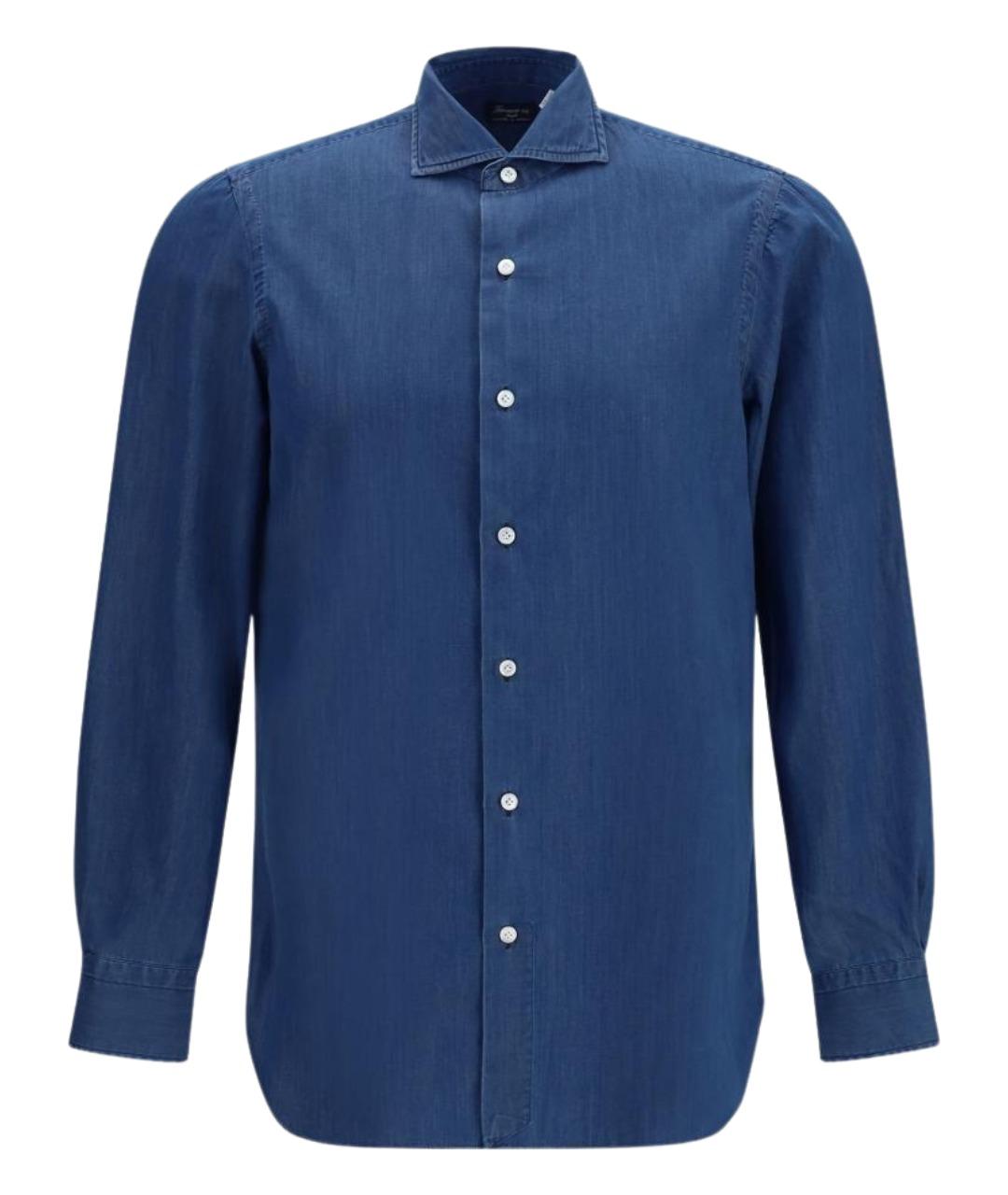FINAMORE Синяя хлопковая кэжуал рубашка, фото 1