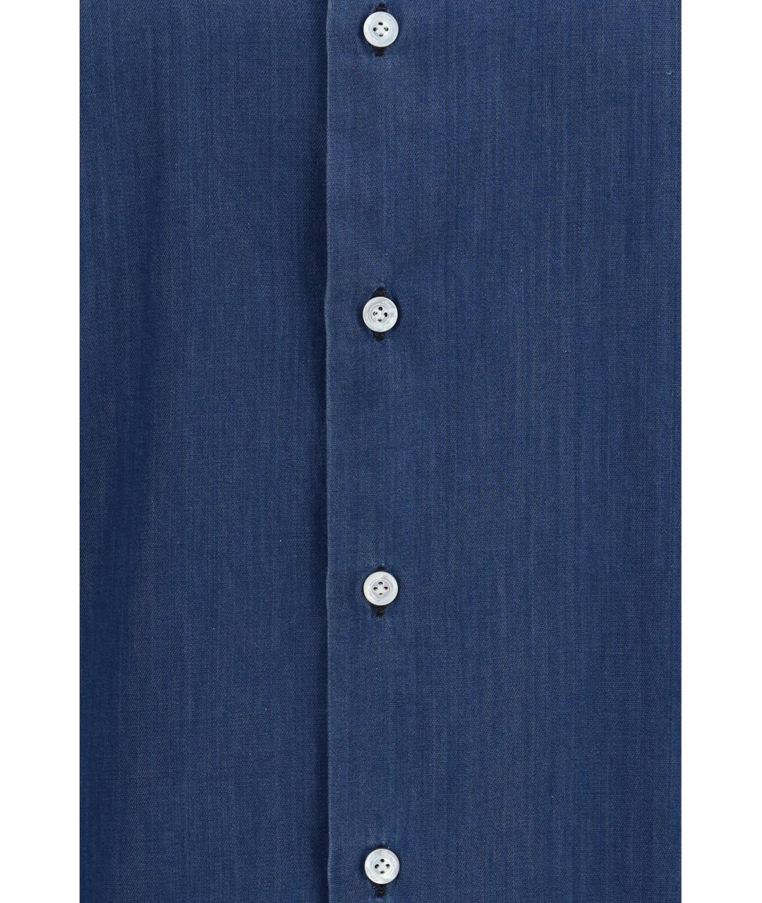 FINAMORE Синяя хлопковая кэжуал рубашка, фото 3