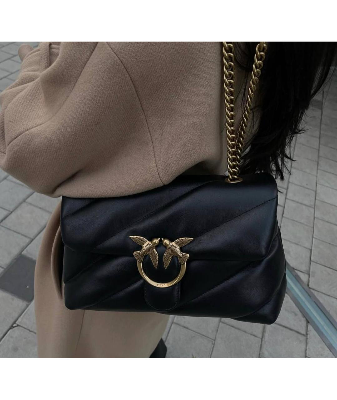 PINKO Черная кожаная сумка через плечо, фото 7