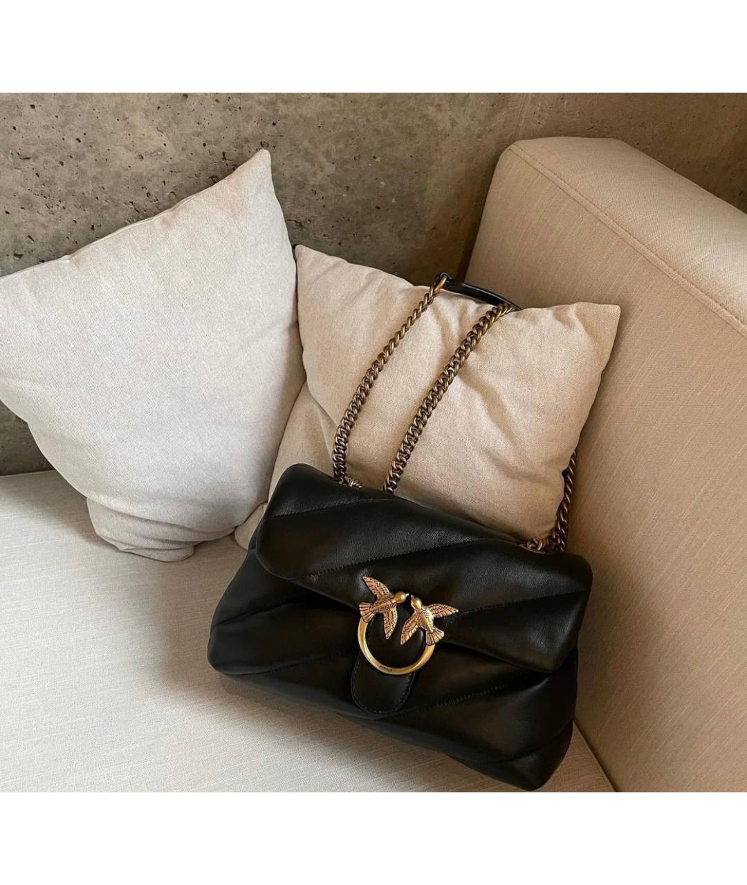 PINKO Черная кожаная сумка через плечо, фото 6