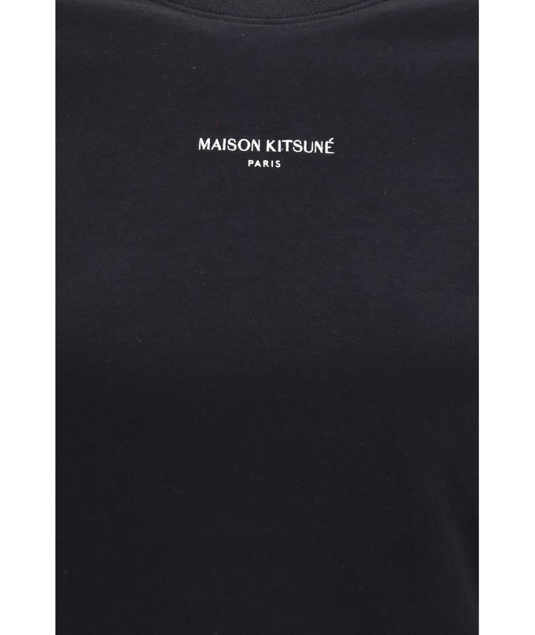 MAISON KITSUNE Черная хлопковая футболка, фото 3