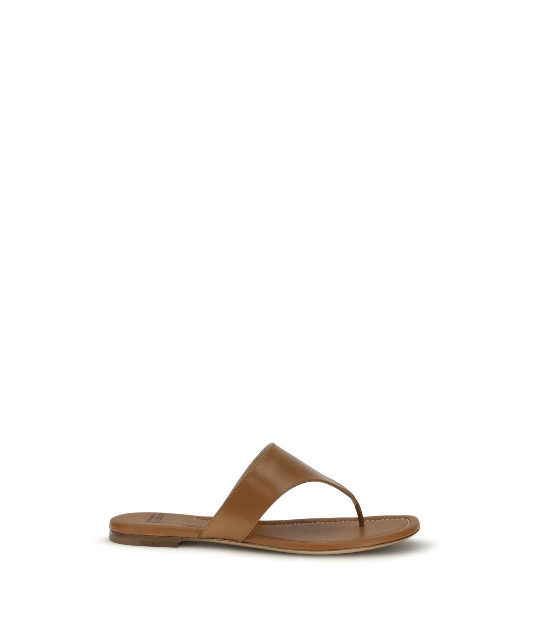 FRANCESCO RUSSO Коричневые кожаные сандалии, фото 1