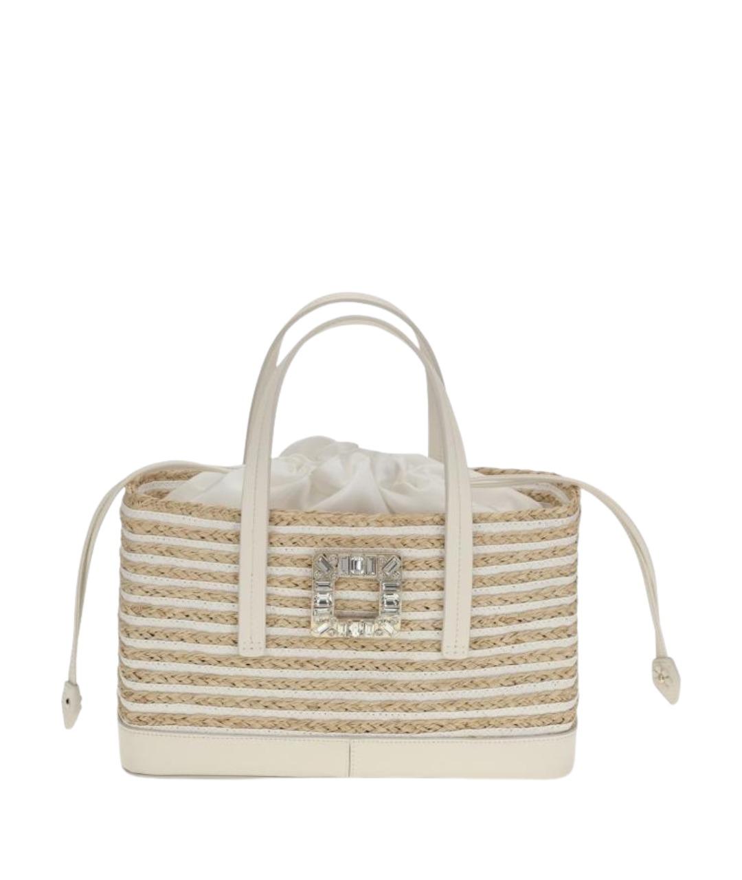 ROGER VIVIER Бежевая пелетеная сумка с короткими ручками, фото 1