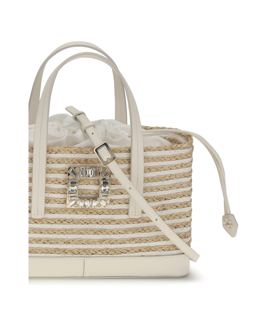 ROGER VIVIER Бежевая пелетеная сумка с короткими ручками, фото 4