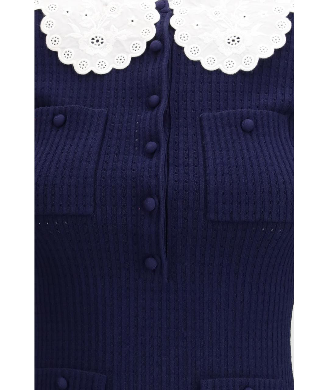 SELF-PORTRAIT Темно-синее вискозное повседневное платье, фото 3