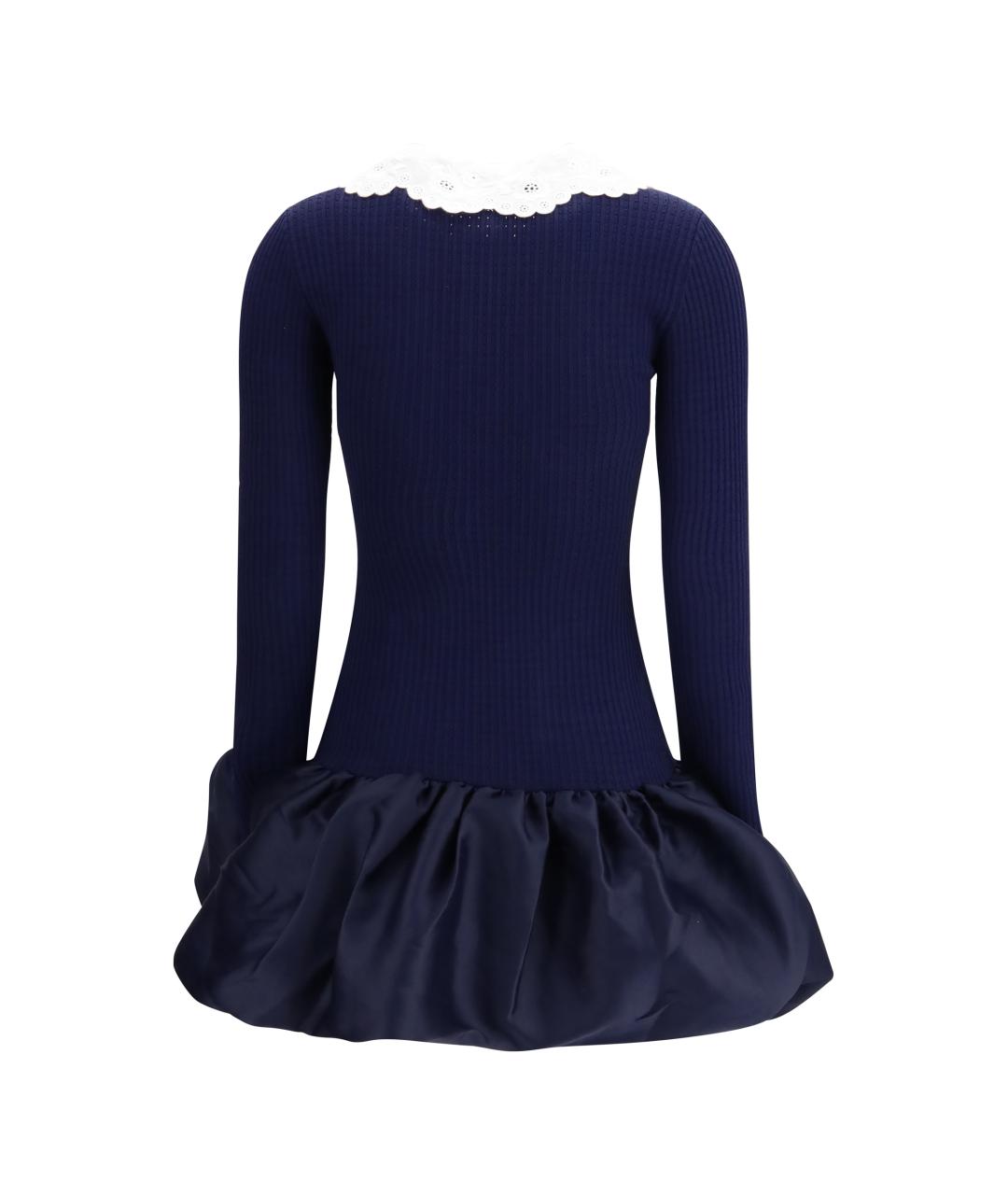 SELF-PORTRAIT Темно-синее вискозное повседневное платье, фото 2