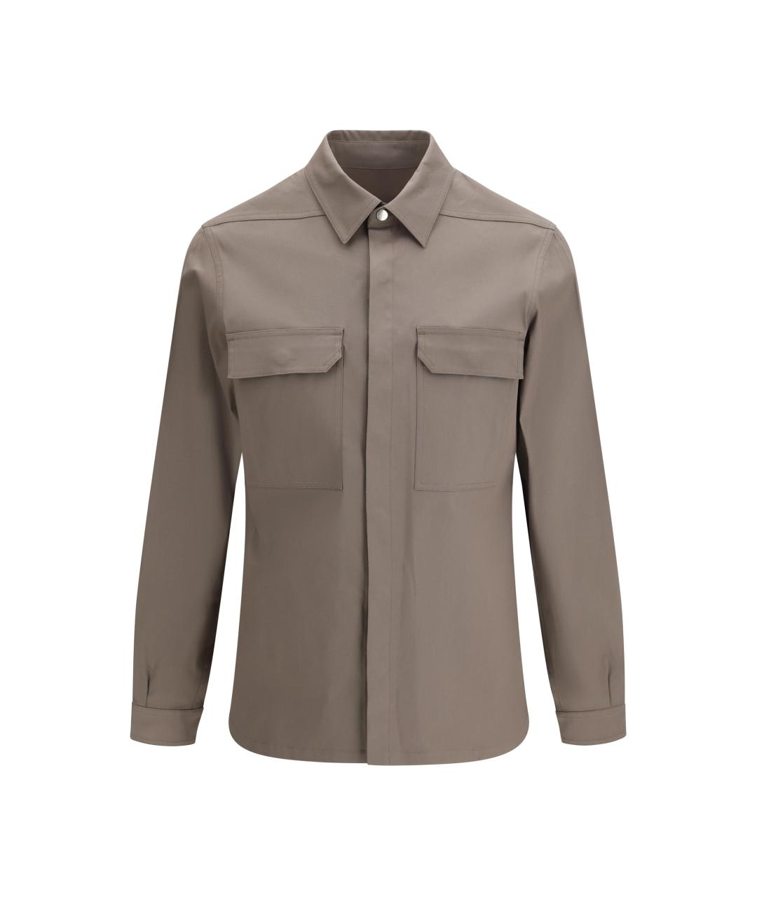 RICK OWENS Серая хлопковая кэжуал рубашка, фото 1