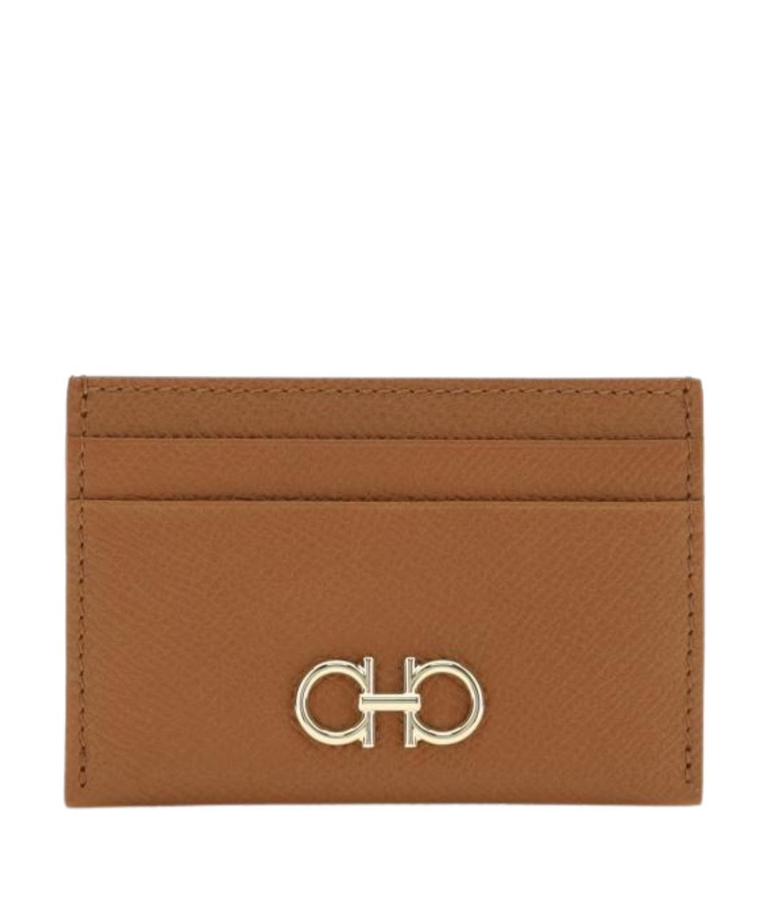 FERRAGAMO Коричневый кожаный кардхолдер, фото 1