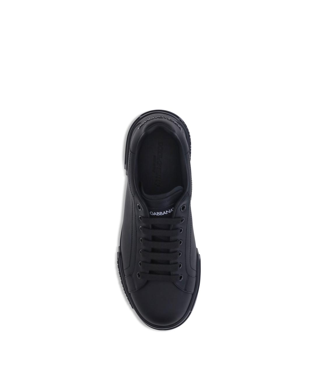 DOLCE&GABBANA Черные кожаные низкие кроссовки / кеды, фото 4