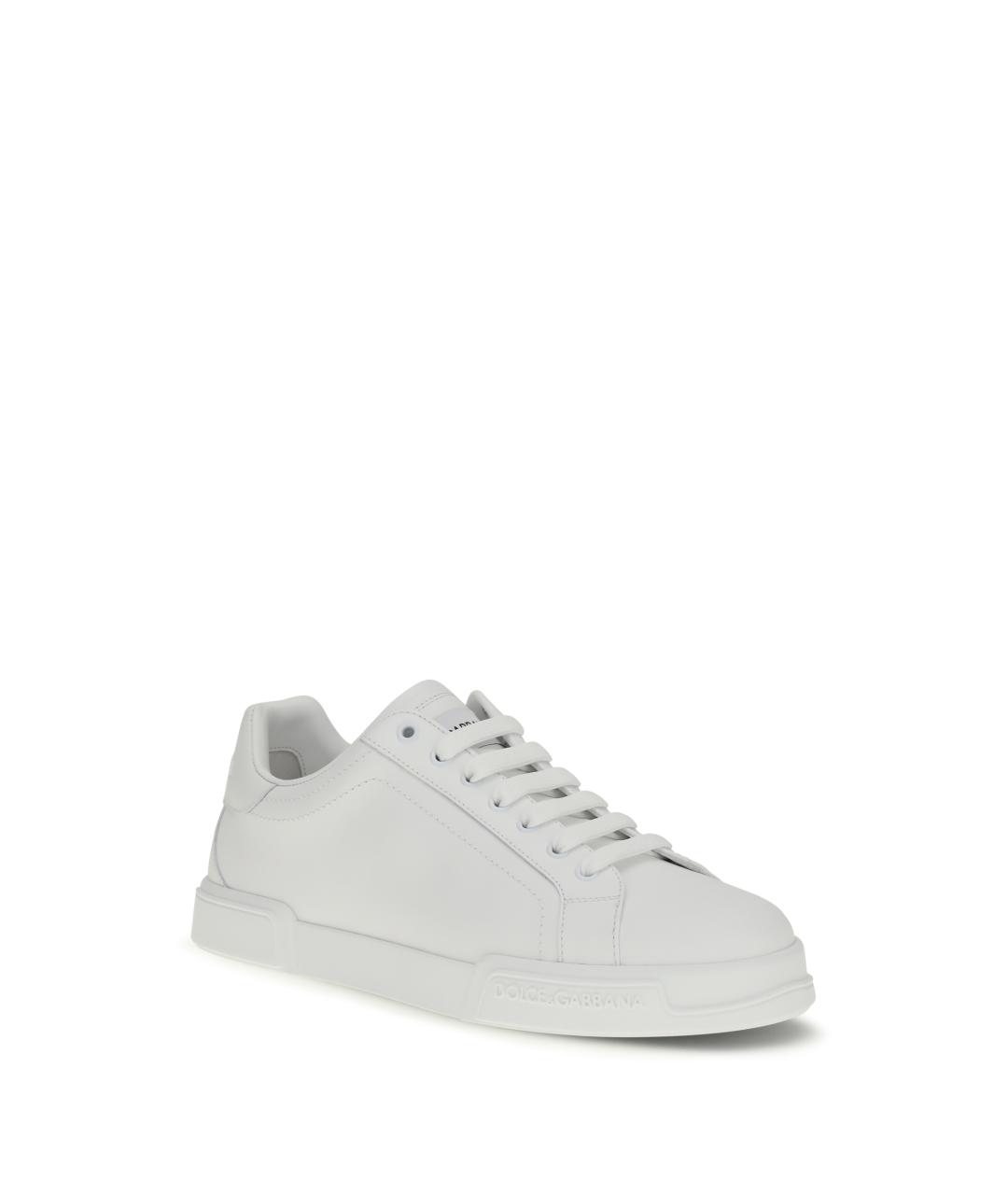 DOLCE&GABBANA Белые кожаные низкие кроссовки / кеды, фото 2